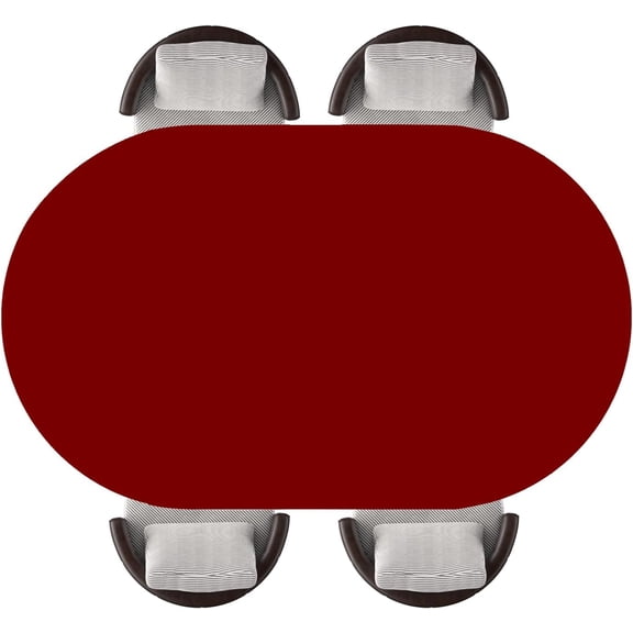 Maroon Oval Fitted Tablecloths with Elastic Edge Waterproof, Washable Outdoor Decorative Table Cover, for Restaurant Kitchen Holiday Tablecloth, Fits 48"x68" Oval Tables, Style 39