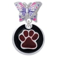 thumbnail image 1 of Maroon Paw on Black Disc - Butterfly Charm Bead, 1 of 1