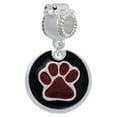 thumbnail image 1 of Maroon Paw on Black Disc - Frog Charm Bead, 1 of 1