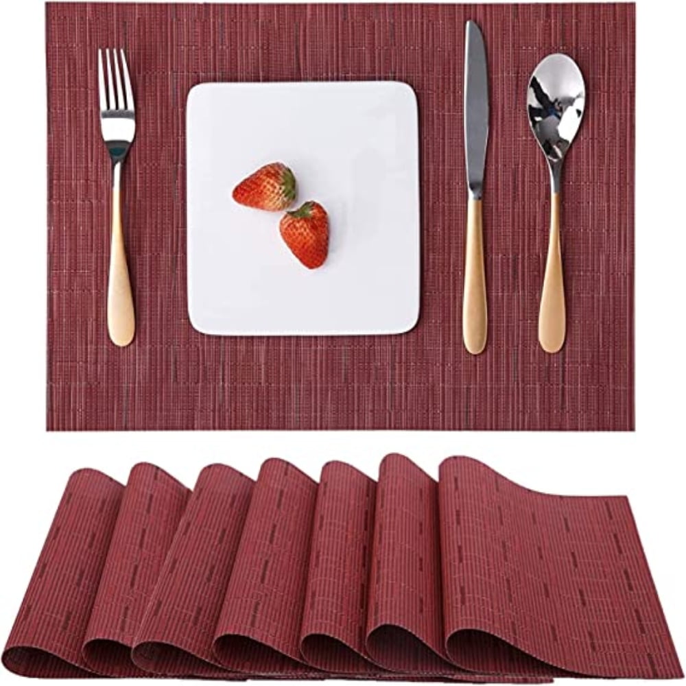 Maroon Placemats [Set of 4] Heat Resistant Cloth Place Mats for Dining