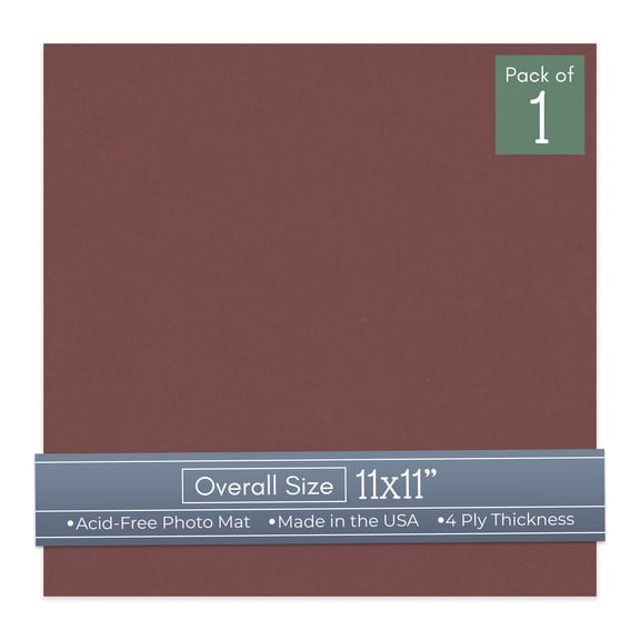 Maroon Red 11x11 Uncut Art Mat Board - No Opening - 1 Mat