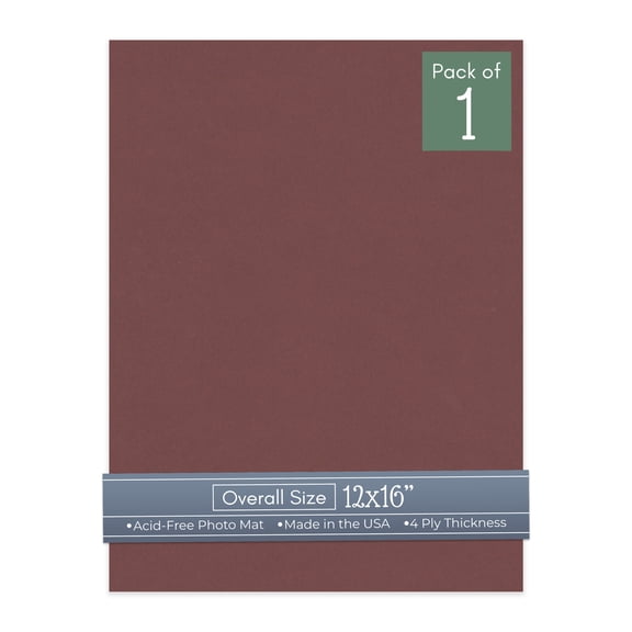 Maroon Red 12x16 Uncut Art Mat Board - No Opening - 1 Mat