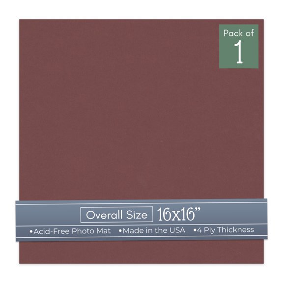 Maroon Red 16x16 Uncut Art Mat Board - No Opening - 1 Mat
