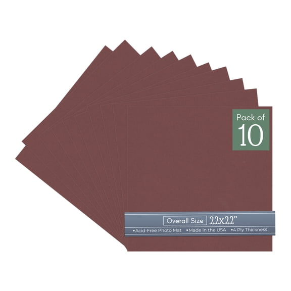 Maroon Red 22x22 Uncut Art Mat Board - No Opening - 10 Mats
