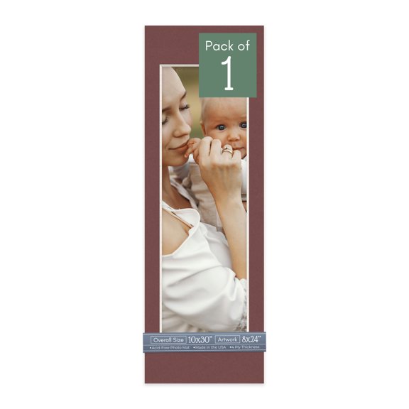Maroon Red Picture Frame Mat for 10x30 Frames - Fits 8x24 Photos - 1 Mat