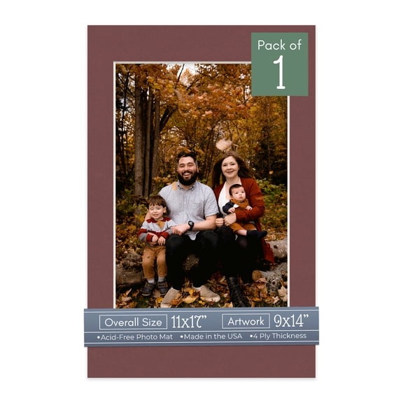 Maroon Red Picture Frame Mat for 11x17 Frames - Fits 9x14 Photos - 1 Mat