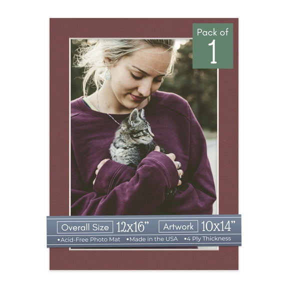 Maroon Red Picture Frame Mat for 12x16 Frames - Fits 10x14 Photos - 1 Mat