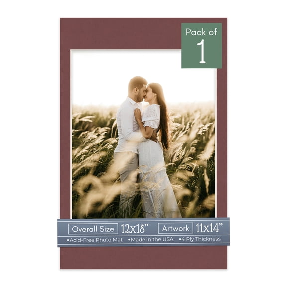 Maroon Red Picture Frame Mat for 12x18 Frames - Fits 11x14 Photos - 1 Mat