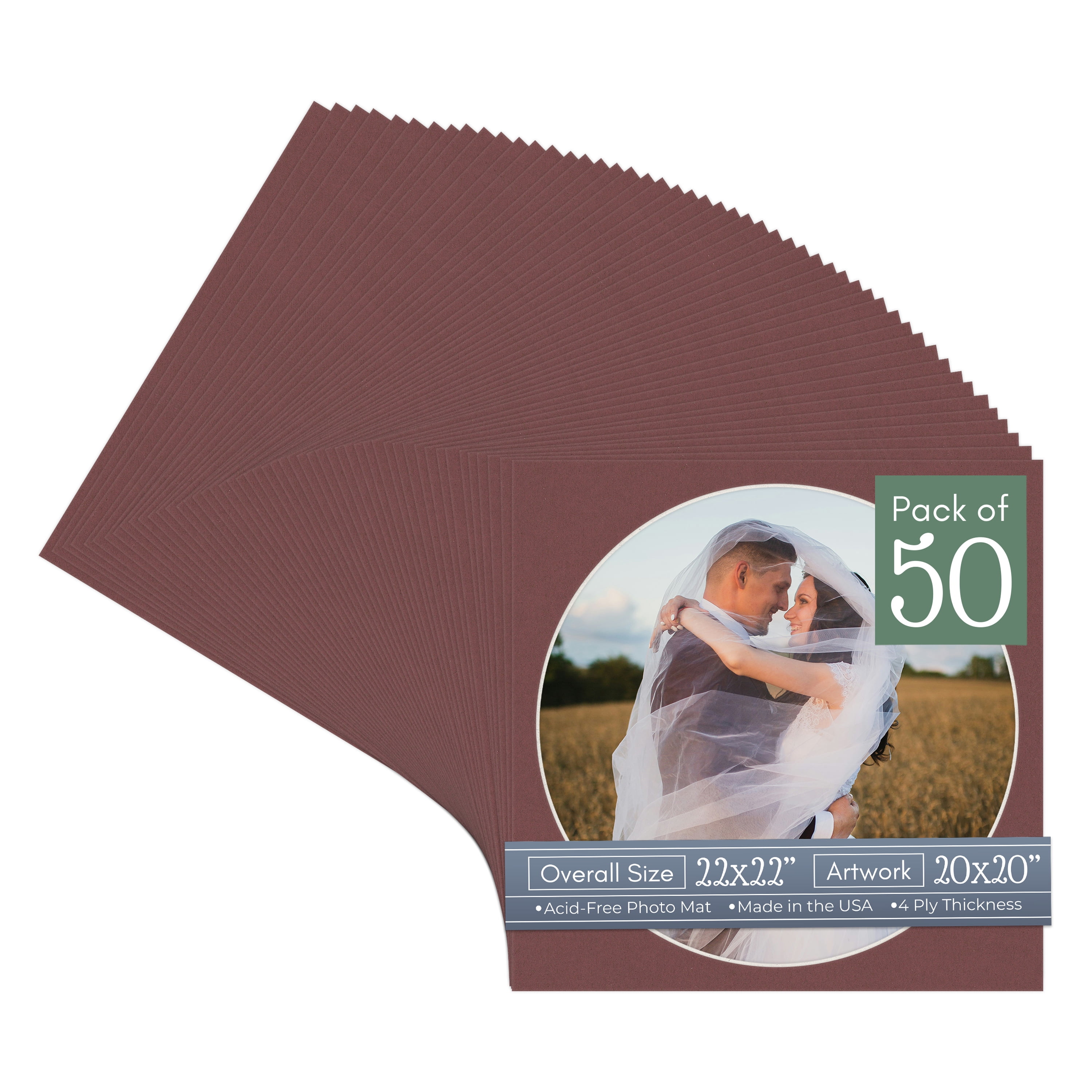 Maroon Red Picture Frame Mat for 22x22 Frames - Circle Opening for ...