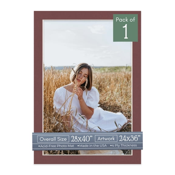 Maroon Red Picture Frame Mat for 28x40 Frames - Fits 24x36 Photos - 1 Mat