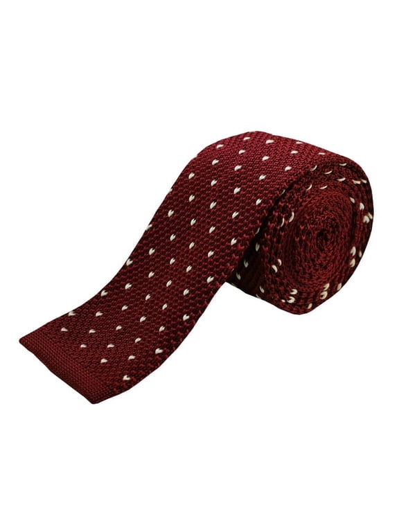 Maroon, Small Heart Dotted Men's Knit Tie
