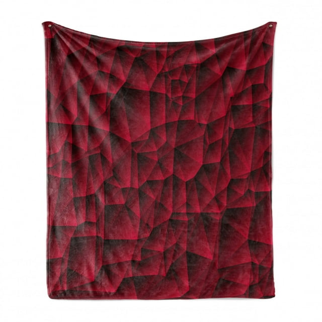 Maroon Soft Flannel Fleece Throw Blanket, Modern Geometric Contemporary Art Wave Like Shapes with Abstract Backdrop Image Print, Cozy Plush for Indoor and Outdoor Use, 60" x 80", Maroon, by Ambesonne