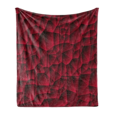 Maroon Soft Flannel Fleece Throw Blanket, Modern Geometric Contemporary Art Wave Like Shapes with Abstract Backdrop Image Print, Cozy Plush for Indoor and Outdoor Use, 70" x 90", Maroon, by Ambesonne