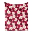 thumbnail image 1 of Maroon Soft Flannel Fleece Throw Blanket, Repeating Colorful Arrangement Blossoming Dahlia Flowers Illustration, Cozy Plush for Indoor and Outdoor Use, 50" x 70", Maroon Pale Peach Rose, by Ambesonne, 1 of 6