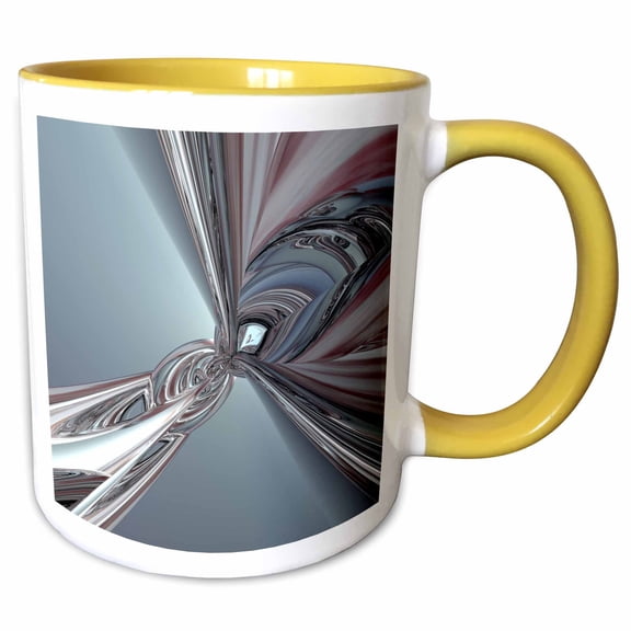 3drose, Maroon Twist Shades of Maroon and Gray Twisted Metals Reflecting, 11oz Two-tone Yellow Mug