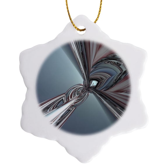 3drose, Maroon Twist Shades of Maroon and Gray Twisted Metals Reflecting, 3 inch Snowflake Porcelain Ornament