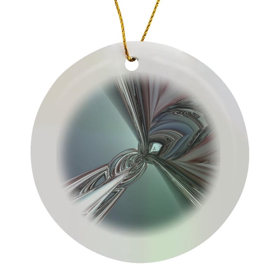 3drose, Maroon Twist Shades of Maroon and Gray Twisted Metals Reflecting, Circle Porcelain Ornament