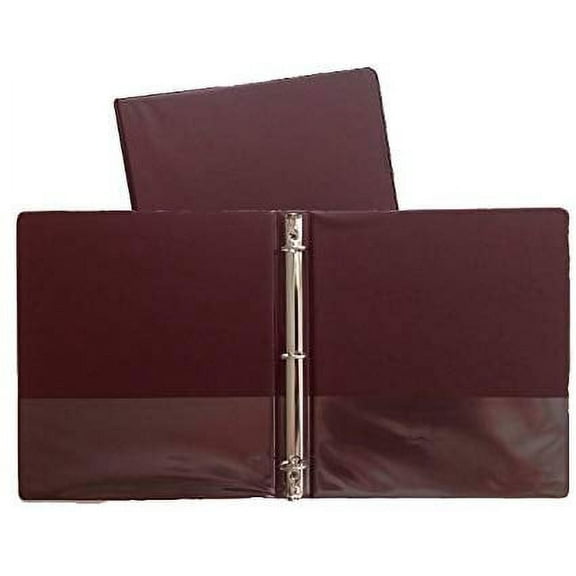 Maroon Vinyl Standard 3-Ring Binders, 1-Inch, for 8.5" x 11" Sheets, with Inside Pockets, 2-Pack
