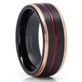 thumbnail image 1 of Maroon Wedding Ring,Black Tungsten Ring,8mm Wedding Ring,Rose Gold Tungsten Ring,Engagement Ring, 1 of 4