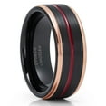 thumbnail image 1 of Maroon Wedding Ring,Black Tungsten Ring,8mm Wedding Ring,Rose Gold Tungsten Ring,Engagement Ring, 1 of 4