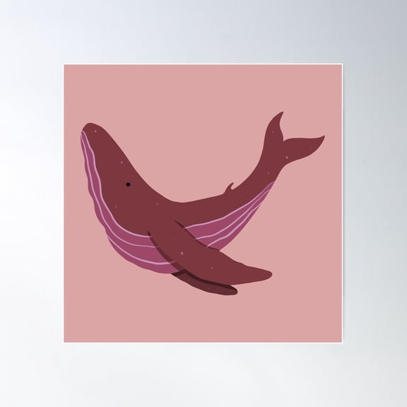 Maroon Whale Poster Wall Art, Modern Wall Decor For Living Room Bedroom, 24x24 UNFRAMED