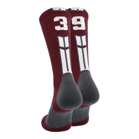 Maroon/White Player Id Crew Number Socks (#39, Large)