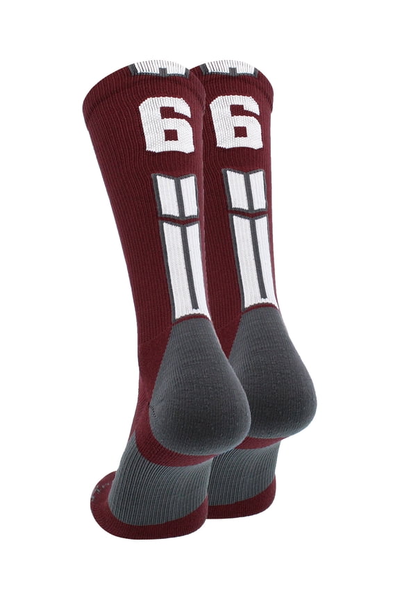 Maroon/White Player Id Crew Number Socks (#66, Large)