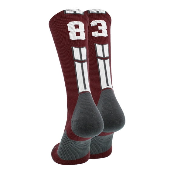 Maroon/White Player Id Crew Number Socks (#83, Large)