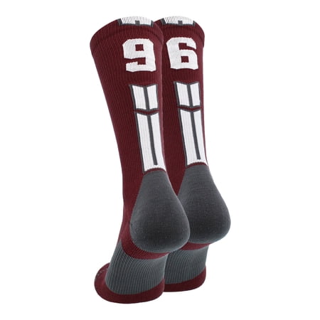 Maroon/White Player Id Crew Number Socks (#96, Large)