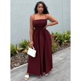 thumbnail image 1 of Maroon Womens Smocked Spaghetti Strap Tube Top Maxi Dress, 1 of 6