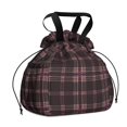 thumbnail image 1 of Maroon and Pink Checkered Pattern Drawstring Insulated Lunch Bag for Women, Stain-Resistant Large Lunch Tote with Multi-Pockets for Work Office, 1 of 6