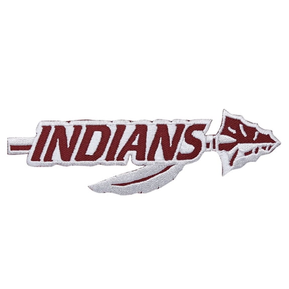 Maroon and White Indians Arrow Spear Iron on Embroidered Applique Patch