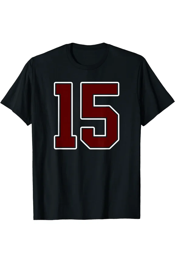 Maroon and White Number 15 Player Uniform #15 Fan T-Shirt