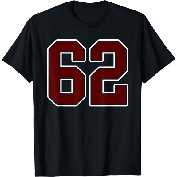 Maroon and White Number 62 Player Uniform #62 Fan T-Shirt