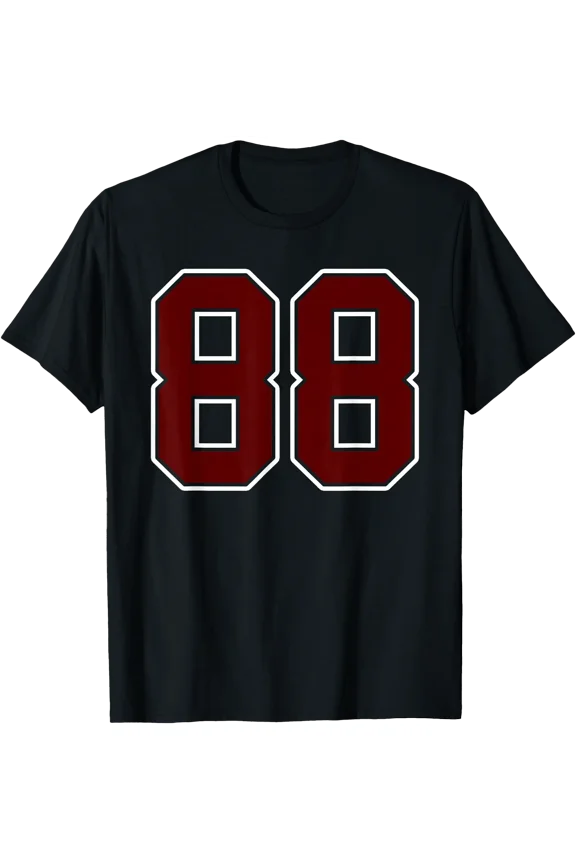 Maroon and White Number 88 Player Uniform #88 Fan T-Shirt