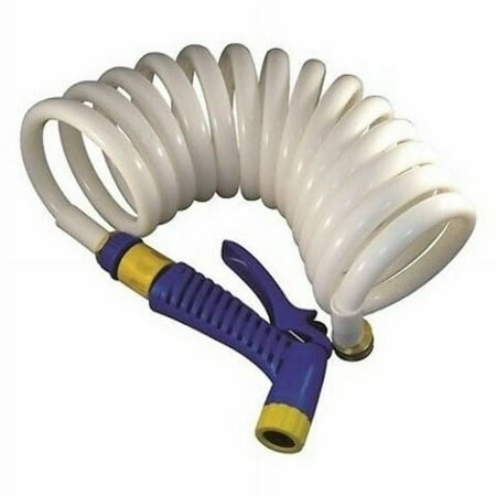 Marpac Coiled Washdown Hose w Quick Conn Nozzle 1/2"x25' Boat RV Camper FP020035