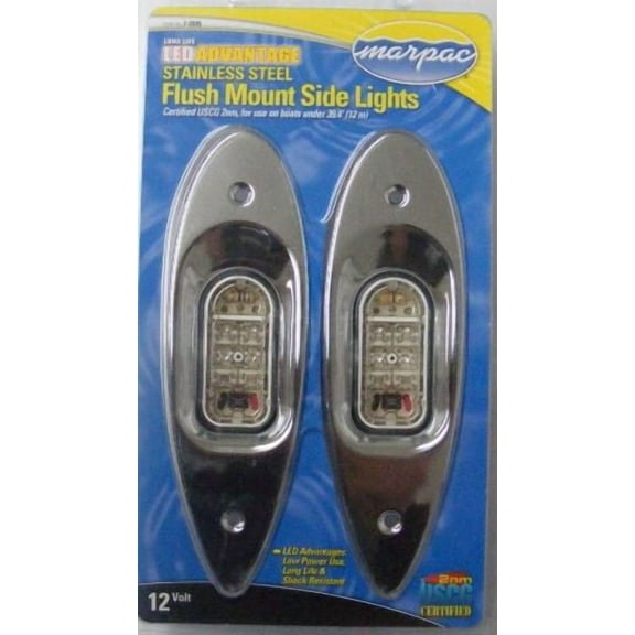 Marpac LED Side Light Navigation RED-GREEN Flush Mount Stainless Steel 7-6595
