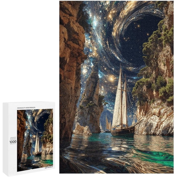 MarpieviiiPuzzles for Adults 1000 Pieces Fjord Boat Home Decor Unique Wooden Jigsaw Puzzles for Adults
