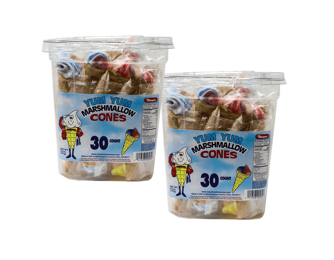Marpro Marshmallow Yum Yum Cones, 2Pack 30 Count Tubs