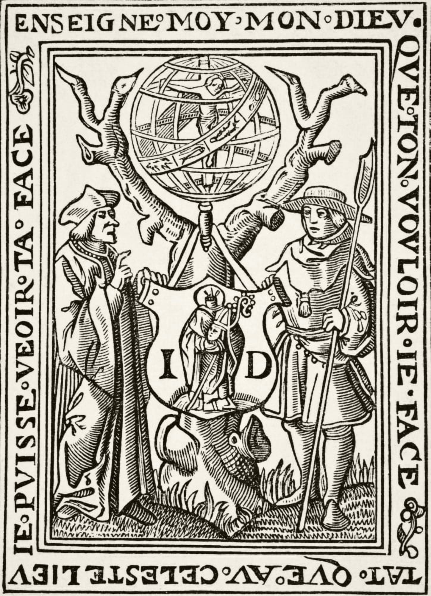 The Marque Of Jehan St Denis Parisien Bookseller From Science And Literature In The Middle Ages By Paul Lacroix Published London 1878 Canvas Art - Ken Welsh Design Pics (24 x 34)