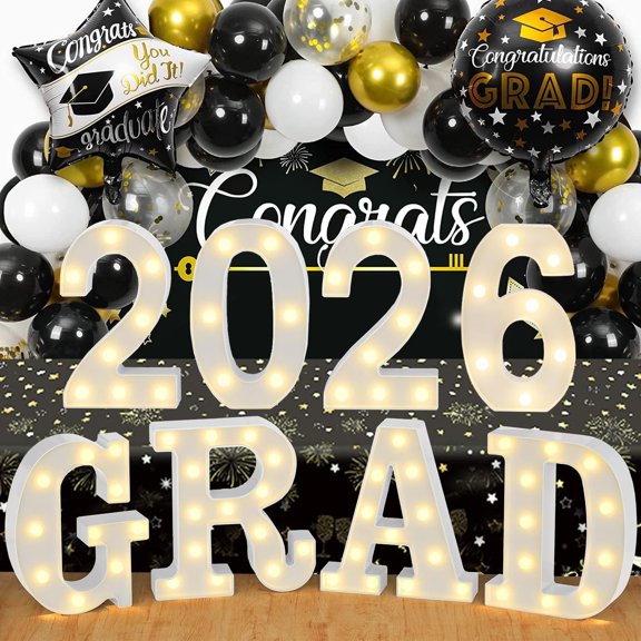 Marquee Letter Lights Grad 2026 Sign LED, Grad 2026 Light up Letters for graduation decorations, Class of 2026 Lights Decoration for High School Senior College Graduation Party Favor Supplies