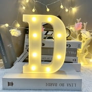 Marquee Letters 26 Alphabet Led Lights Battery Powered Led Letter Lights for Night Light, Wedding, Birthday, Party, Christmas or Home Decor (Warm White) Letter D