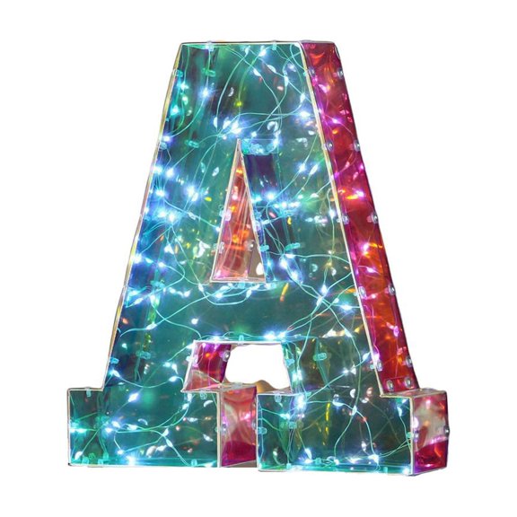 Marquee Letters Light Up Mirror Finish A-Z 26 Letter Set Colorful Multicolor LED Night Light for Party Birthday Proposal Personalized Gift Tabletop Wall Decor by MPOISVA