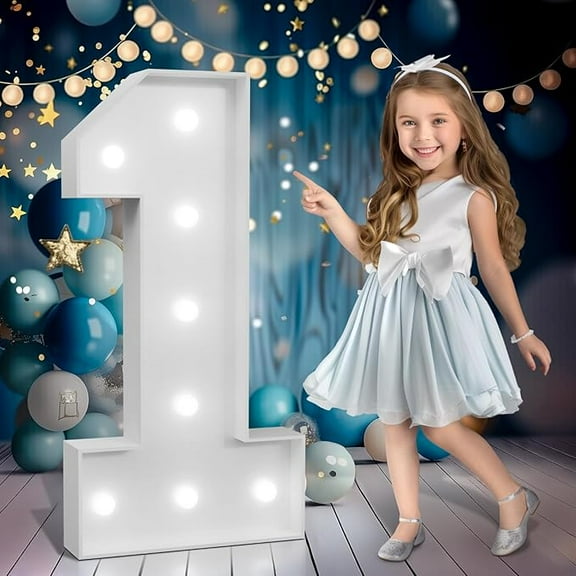 Marquee Numbers 3 feet tall,Cool White Light Up Numbers 1, Large Numbers for 1st 15th 16th Birthday Party Decorations, Big Numbers for Anniversary Decor（DIY Kits）