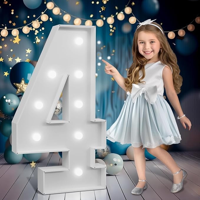 Marquee Numbers 3 feet tall,Cool White Light Up Numbers 4, Large ...