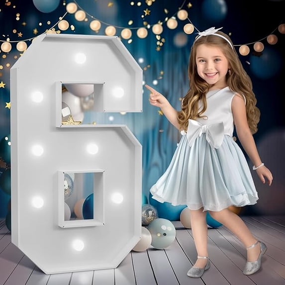 Marquee Numbers 3 feet tall,Cool White Light Up Numbers 6, Large Numbers for 6th 16th 60th Birthday Party Decorations, Big Numbers for Anniversary Decor（DIY Kits）