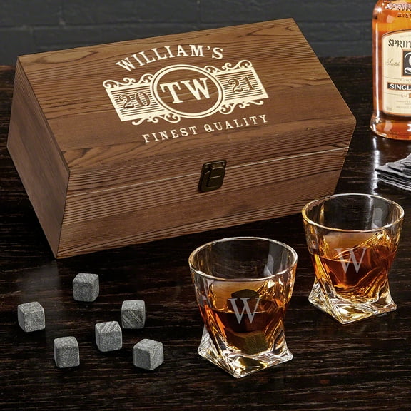 Marquee Personalized Whiskey Gift Box with Twist Glasses