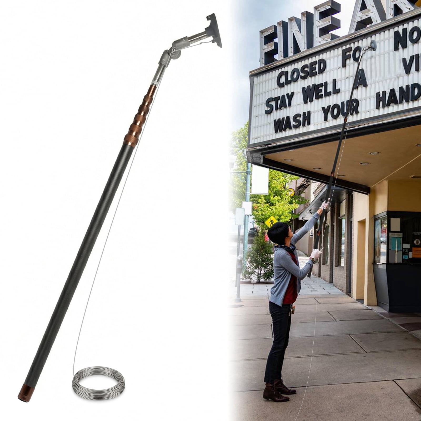 4.2ft - 19.7ft Readerboard/Marquee Sign Letter Change Arm Pole with ...