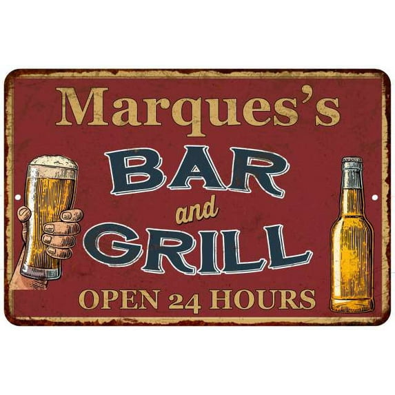 Marques's Red Bar and Grill Rustic Sign Decor 8x12 108120045882