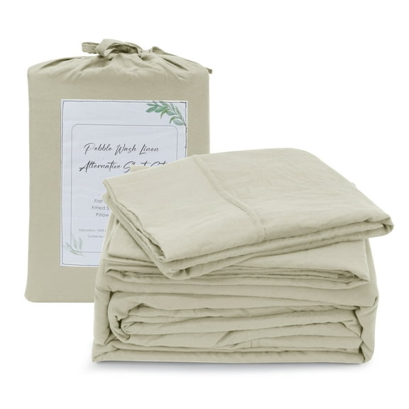 Marquess 4 Piece Microfiber Beige Full Sheet Set, Deep Pocket Bed Sheets